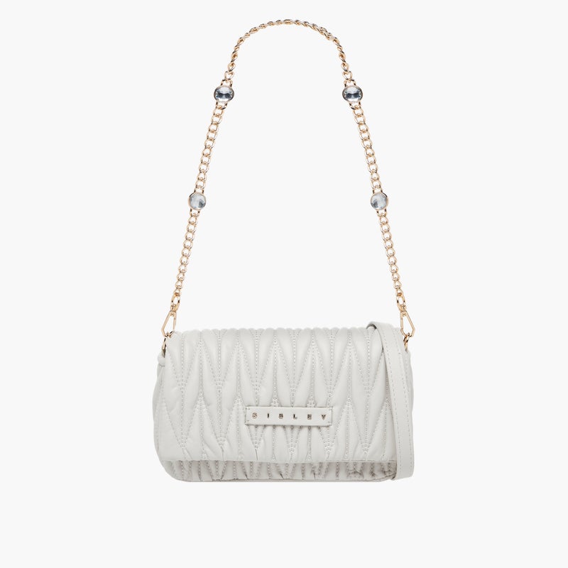SISLEY حقيبة كروس بودي مبطنة باللون الأبيض للنساء - Image 1